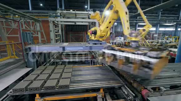 工业工厂产品由自动机器人机械手搬迁视频的预览图