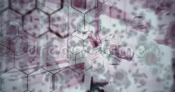 实验室里的女人插图的化学配方和动画视频的预览图