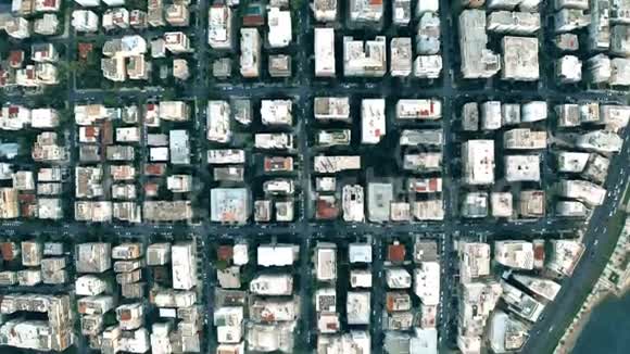 希腊雅典长方形街道和建筑物网格的高空俯视图视频的预览图