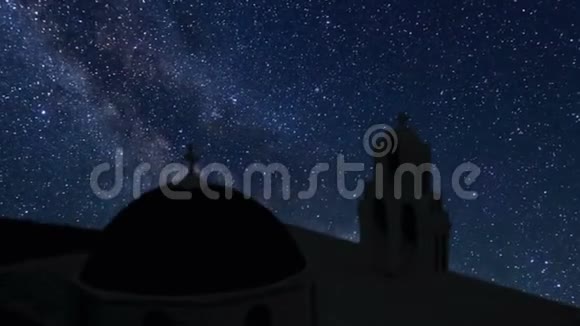 圣托里尼与星星的时间流逝视频的预览图