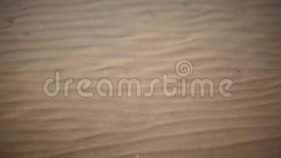 海浪带着白色泡沫在沙质的海岸上流动然后返回清澈的海水关闭视频视频的预览图