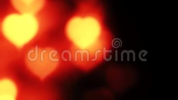 浪漫的背景模糊的红橙红心视频的预览图
