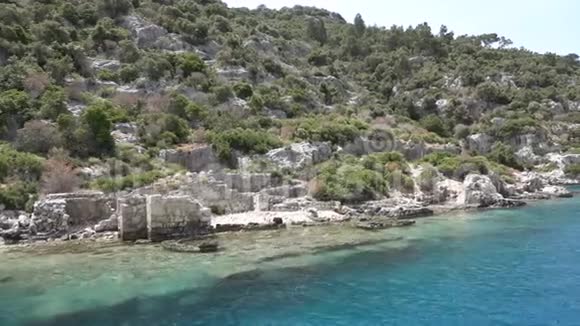 Kekova岛北部沉没的Dolichiste古城遗址视频的预览图