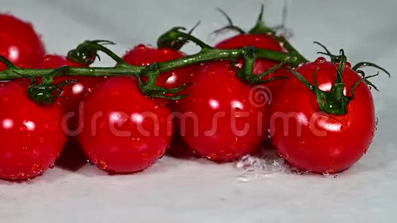 用水洗一堆红樱桃西红柿视频的预览图