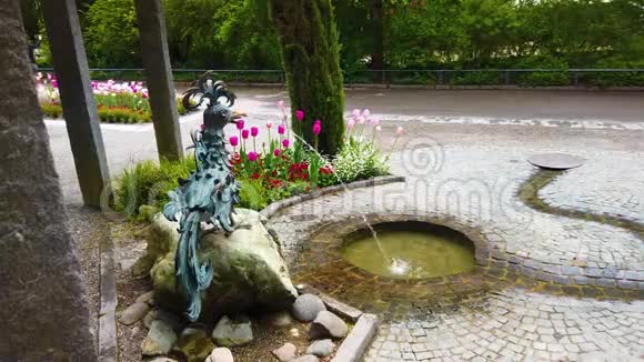4植物园里公鸡形状的喷泉的K视频视频的预览图