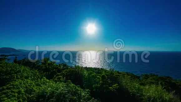 大岛大岛美山海角全景海洋日落时间的推移视频的预览图