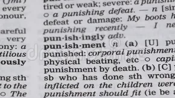 英语词典中的惩罚词违法行为的责任罚款视频的预览图