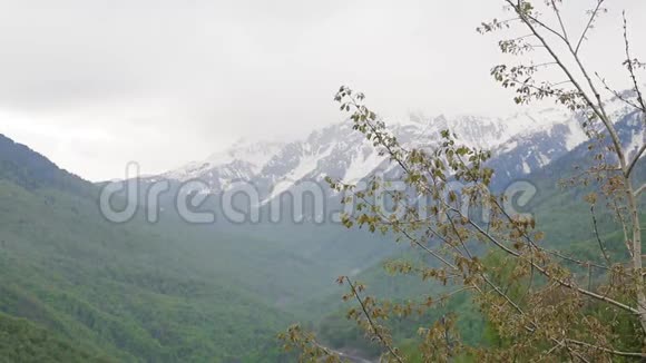 白雪覆盖的高加索山脉004视频的预览图