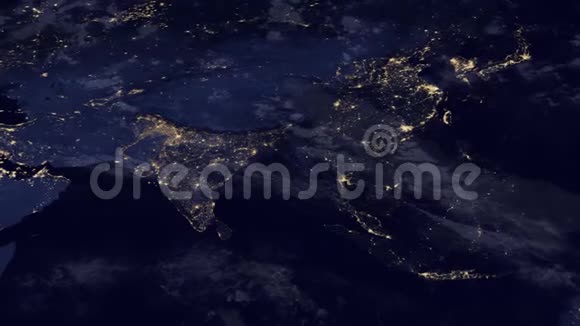 印度夜晚从太空看动画视频的预览图