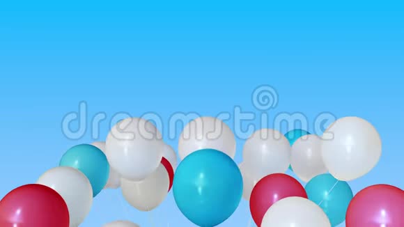 做了一堆红蓝白氦气球集合概念三维动画视频的预览图
