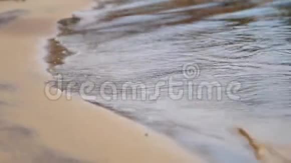 靠近沙滩的清澈海水的特写镜头库存录像美丽的海上度假视频的预览图
