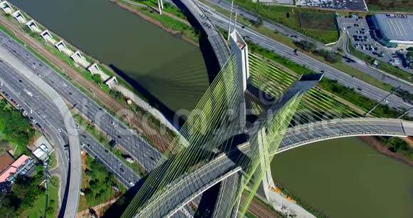世界斜拉桥SA巴西圣保罗巴西圣保罗斜拉桥南美洲空中视频视频的预览图