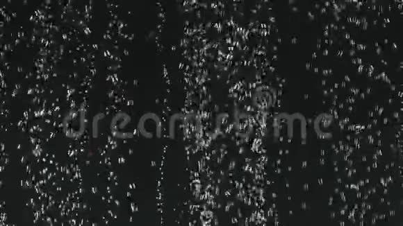新鲜柠檬片落入水中的黑色背景柠檬在水中有气泡有机食品慢动作视频的预览图