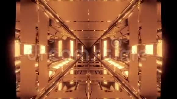独特的高对比度未来空间科幻机库隧道走廊三维插图现场壁纸运动背景视频的预览图