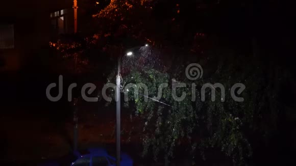 一盏灯在雨夜的城市里闪烁电力问题恐怖之夜雨夜闪烁的路灯看法视频的预览图