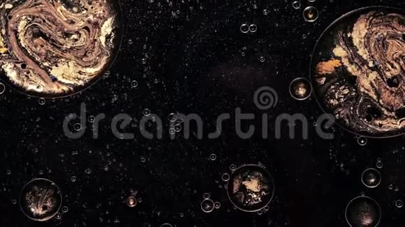 墨水流动星系行星气泡油漆视频的预览图