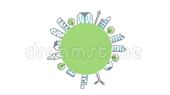 城市围绕空圈拯救世界理念绿色环境理念或环游世界理念视频的预览图