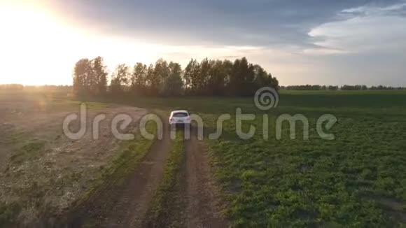 汽车沿着蜿蜒的道路行驶经过一丛丛绿树视频的预览图