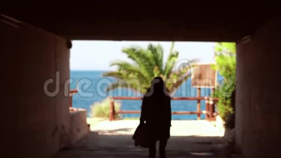 少女穿过托内尔岛来到大海视频的预览图