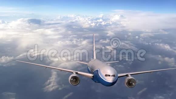 飞机高高地飞在云层之上空中大型客机视频的预览图