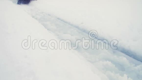 雪地里骑着雪车视频的预览图