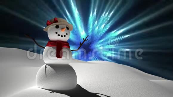 有神奇灯光的雪人视频的预览图