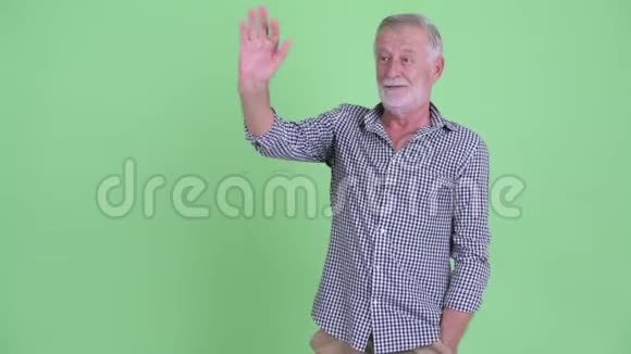 快乐的大胡子男人挥手视频的预览图