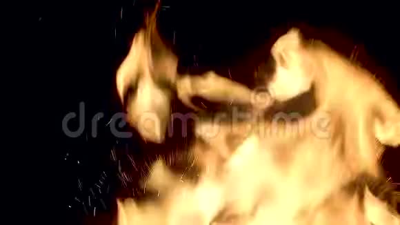 黑夜背景上的火焰和火花美丽的抽象视频的预览图