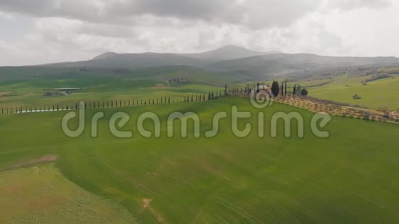 犁田的景色在山上可以看到手工树意大利托斯卡纳视频的预览图