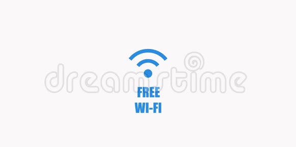 免费WiFi蓝字和图标与动画在白色背景视频的预览图