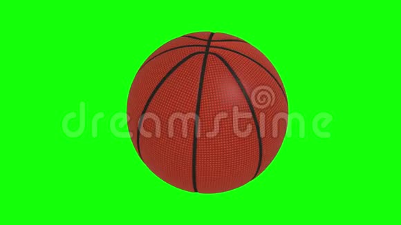 篮球在绿色屏幕上旋转循环彩色背景视频的预览图