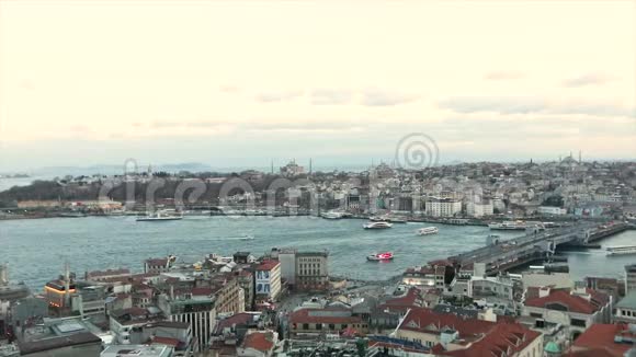 伊斯坦布尔从加拉塔塔黄金之角整体时间半拉帕视频的预览图