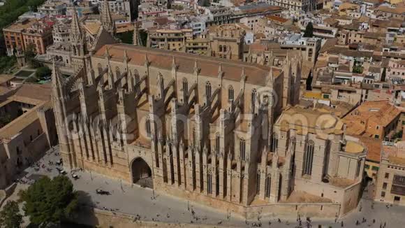 帕尔马德马洛卡大教堂旅游景点最著名的教堂空中录像视频的预览图
