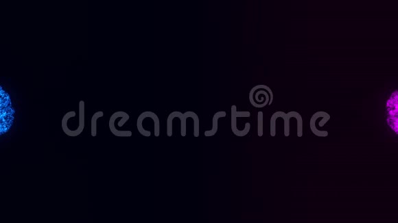 蓝色紫色粒子球圈内部标志运动背景视频的预览图