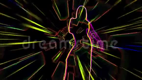 一条霓虹灯线勾勒出舞者的循环视频的预览图
