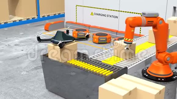 无人机在现代仓库交货视频的预览图