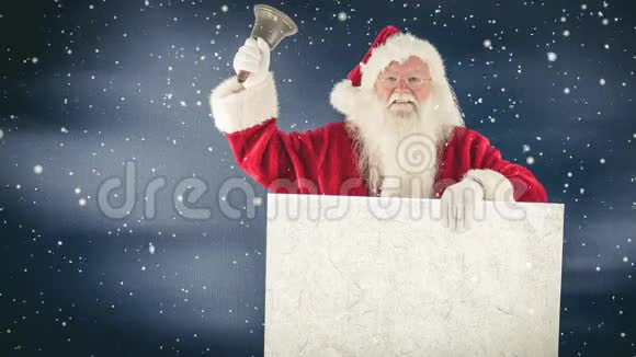 圣诞老人条款中有一个标志和一个铃铛加上降雪视频的预览图