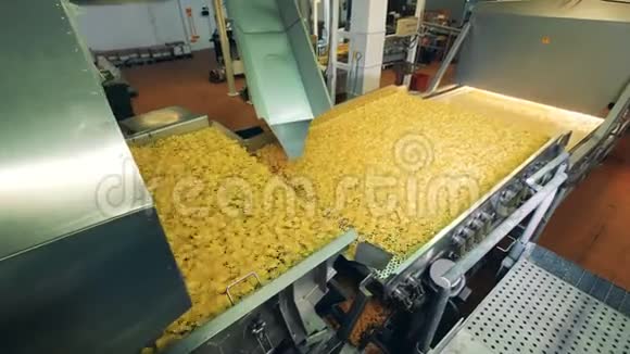 有大量转运体和薯片的植物单位薯片生产线视频的预览图