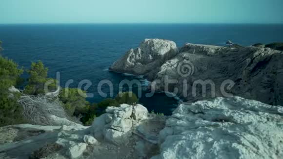 西班牙棕榈岛悬崖西班牙植物岩石海岸视频的预览图
