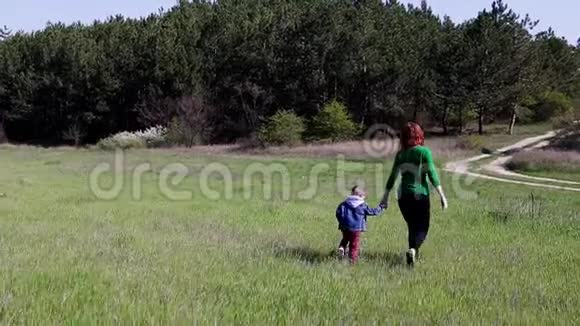 妈妈和小男孩去野外视频的预览图