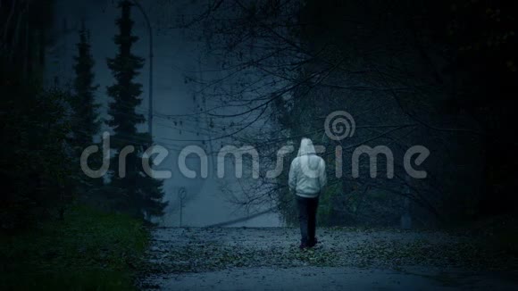 人类在黑暗的景观中行走悲伤孤立的概念视频的预览图