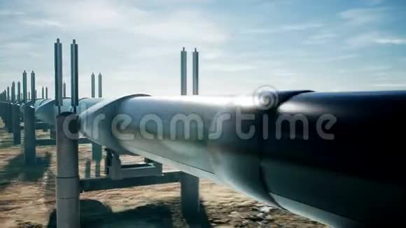管道输送石油或天然气真实的电影循环动画摄像机正在沿着管道移动视频的预览图