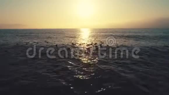 海滩上的热带日出海水在海浪中升起视频的预览图