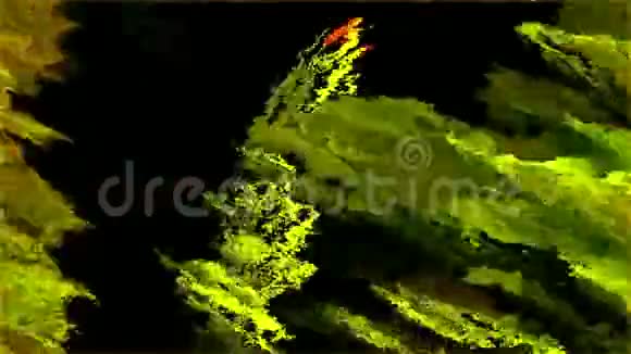 五颜六色的黄色绿色油漆滴彩色亚克力云抽象烟爆动画近景视频的预览图