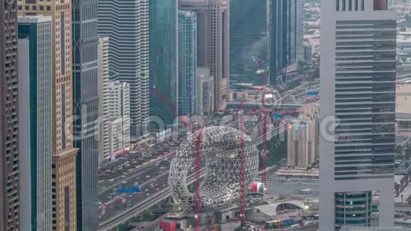 未来航空博物馆建筑工地日夜时光飞逝下一个迪拜标志性建筑视频的预览图