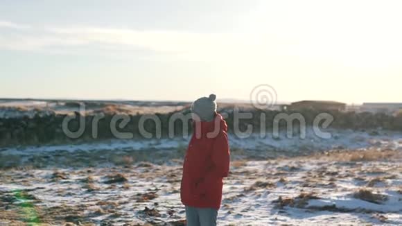 冰岛冬季旅游人视频的预览图