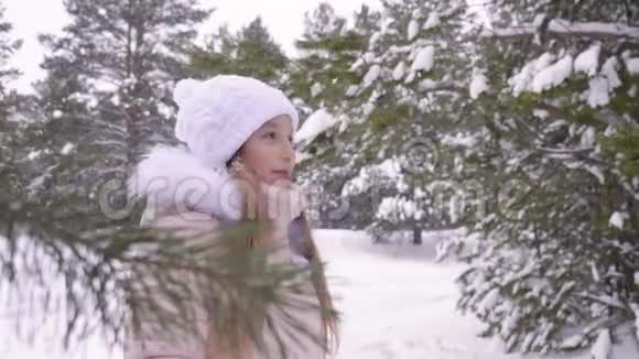 寒冷的少女下着雪视频的预览图