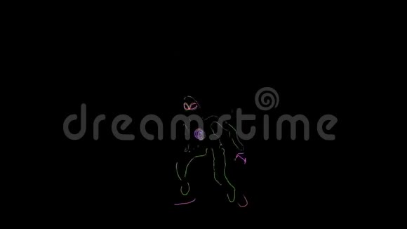 异族舞穆布奇克穿着闪闪发光的霓虹灯绿色西装嘻哈舞者在黑色背景下表演视频的预览图