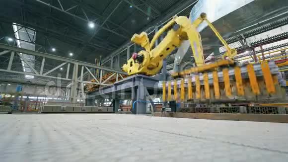 工业机器人正在工厂运输砖块时光流逝视频的预览图
