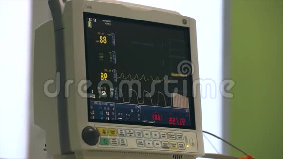 心电监护病人在手术室病情在屏幕上关闭心跳心率血压视频的预览图